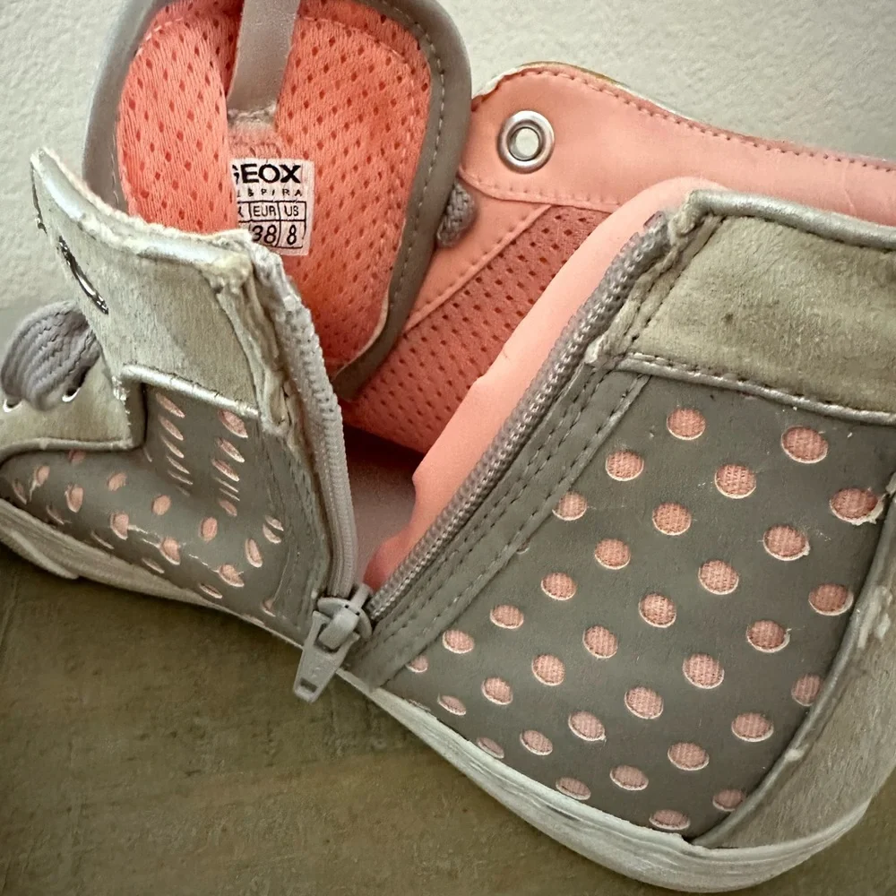 GEOX Women's shoes  8 (EU 38)sneakers gray leather pink suede‎